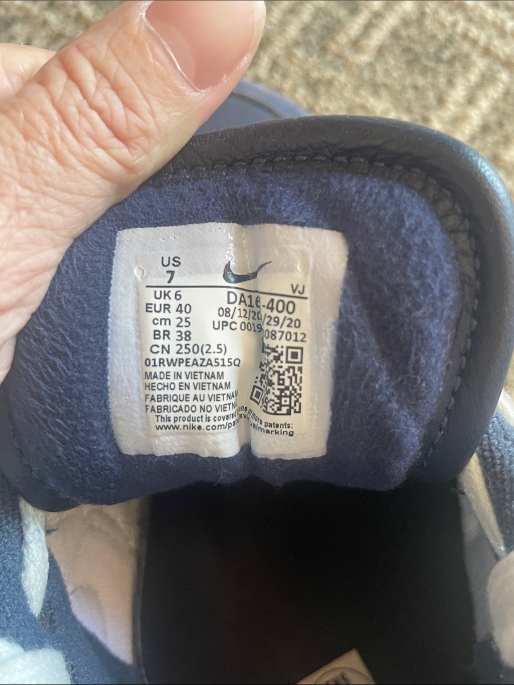 Nike Navy and White Women's Athletic Sneakers - Picture 6 of 10